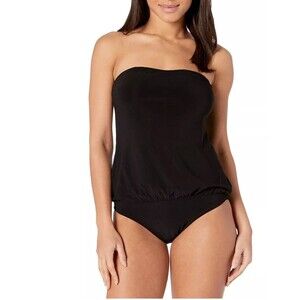 Norma Kamali Women's Strapless Babydoll Mio One Piece Swimsuit sz  S Black